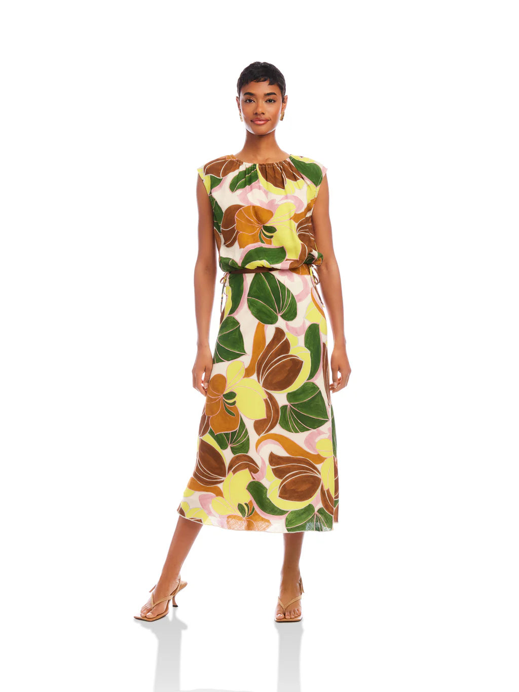Mia Biased Midi Skirt Brown Print