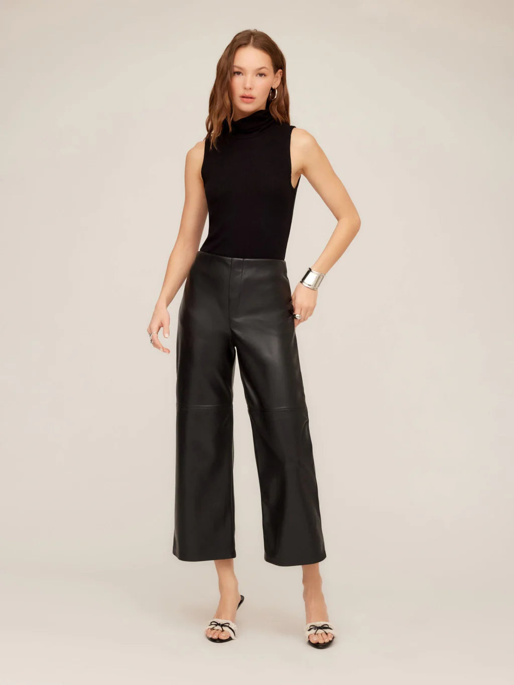 Faux Leather Cropped Pants