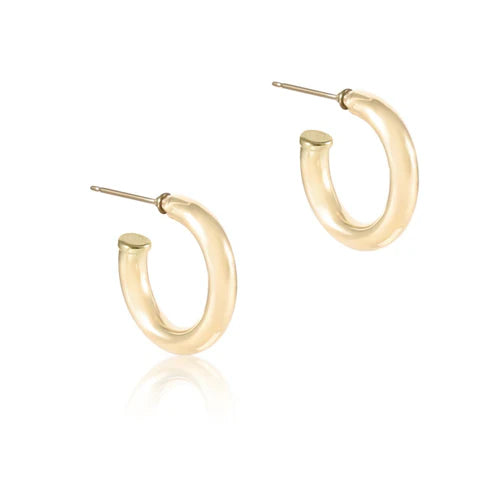 Round Gold 1" Post Hoop 4MM Smooth
