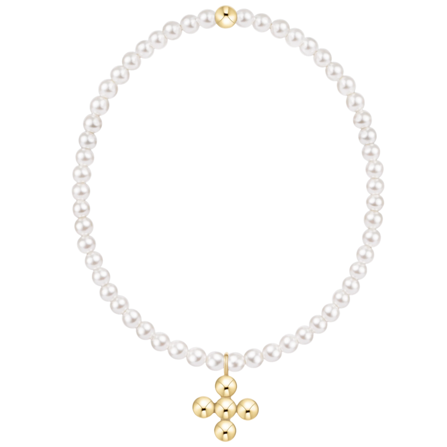Classic Pearl 3mm Signature Cross 4mm Beaded Charm