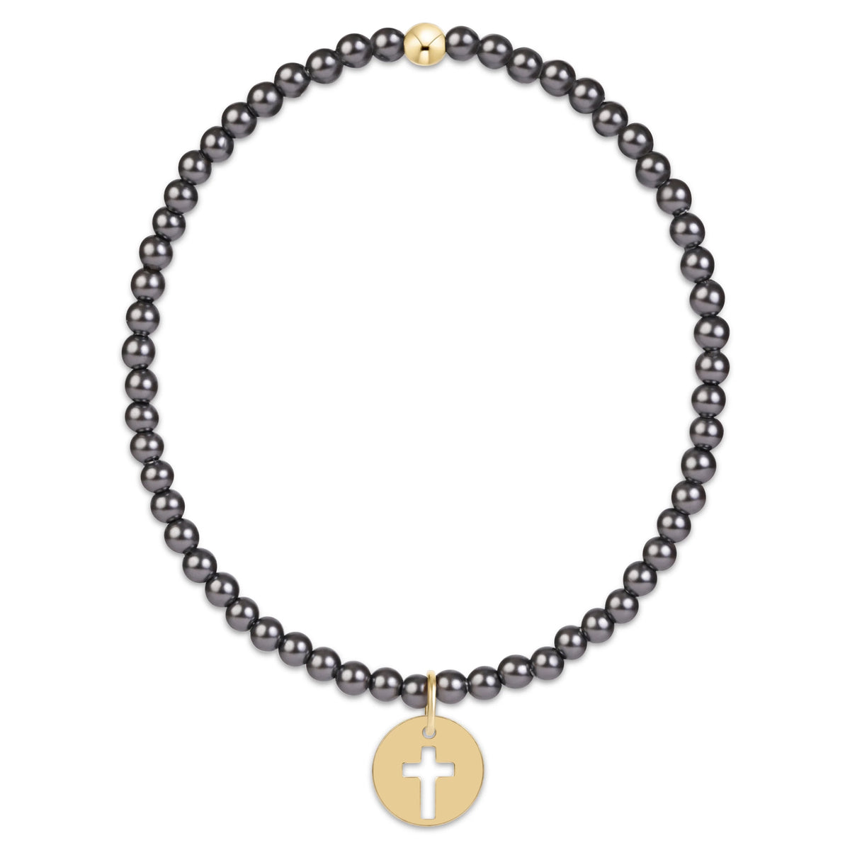 Classic Pearl Dark Grey 3mm - Blessed Gold Disc