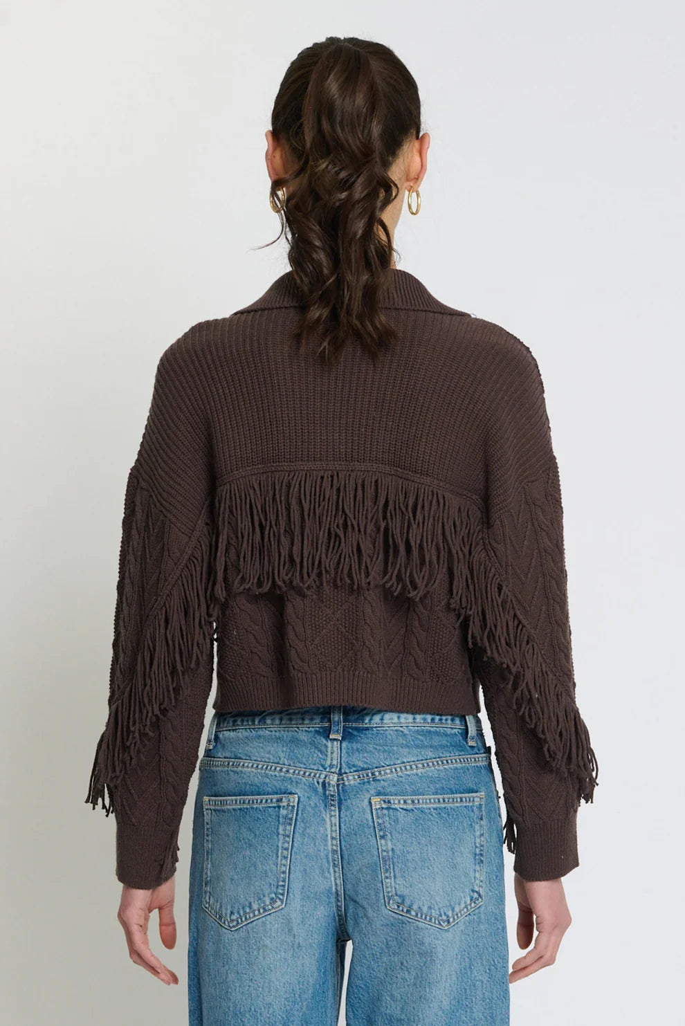 Phoebe Cable Fringe Cardigan