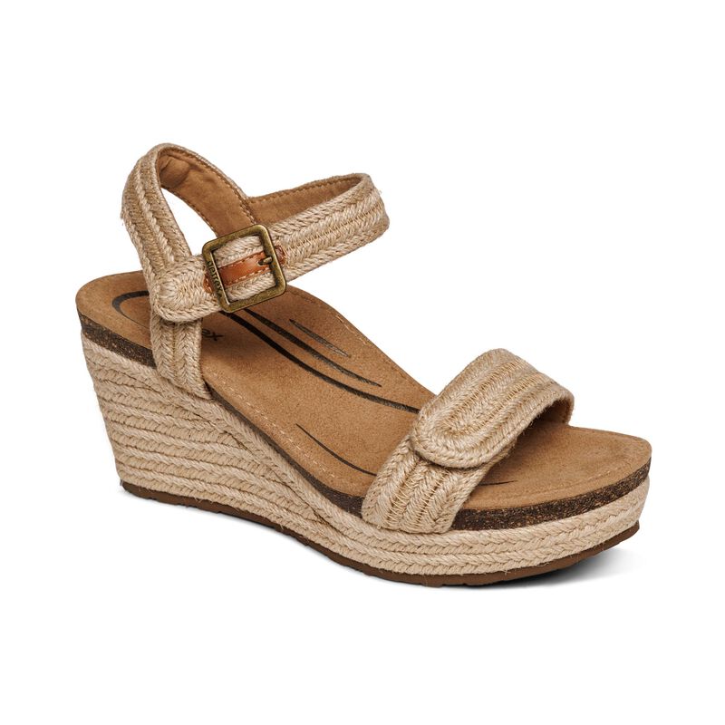 Aetrex natural wedge sandal