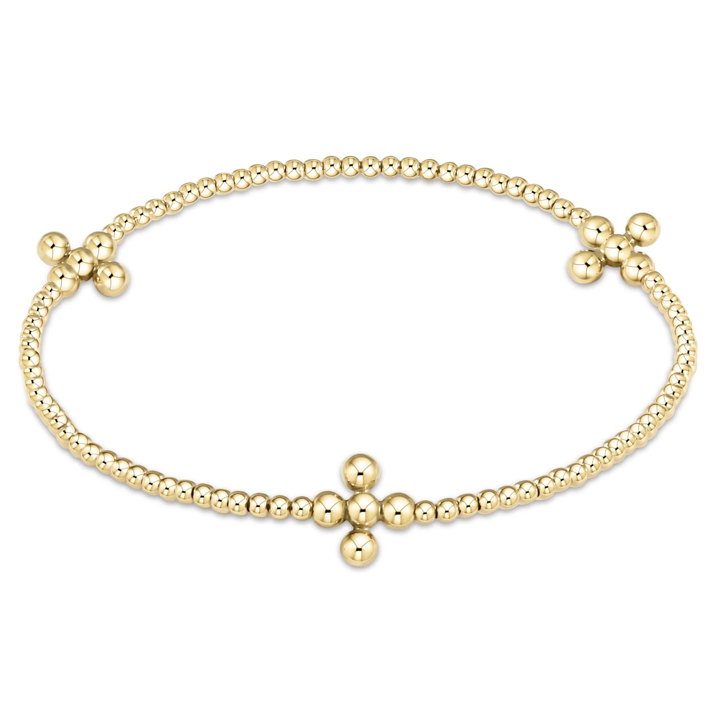 Beaded 3MM Signature Cross 2mm Gold