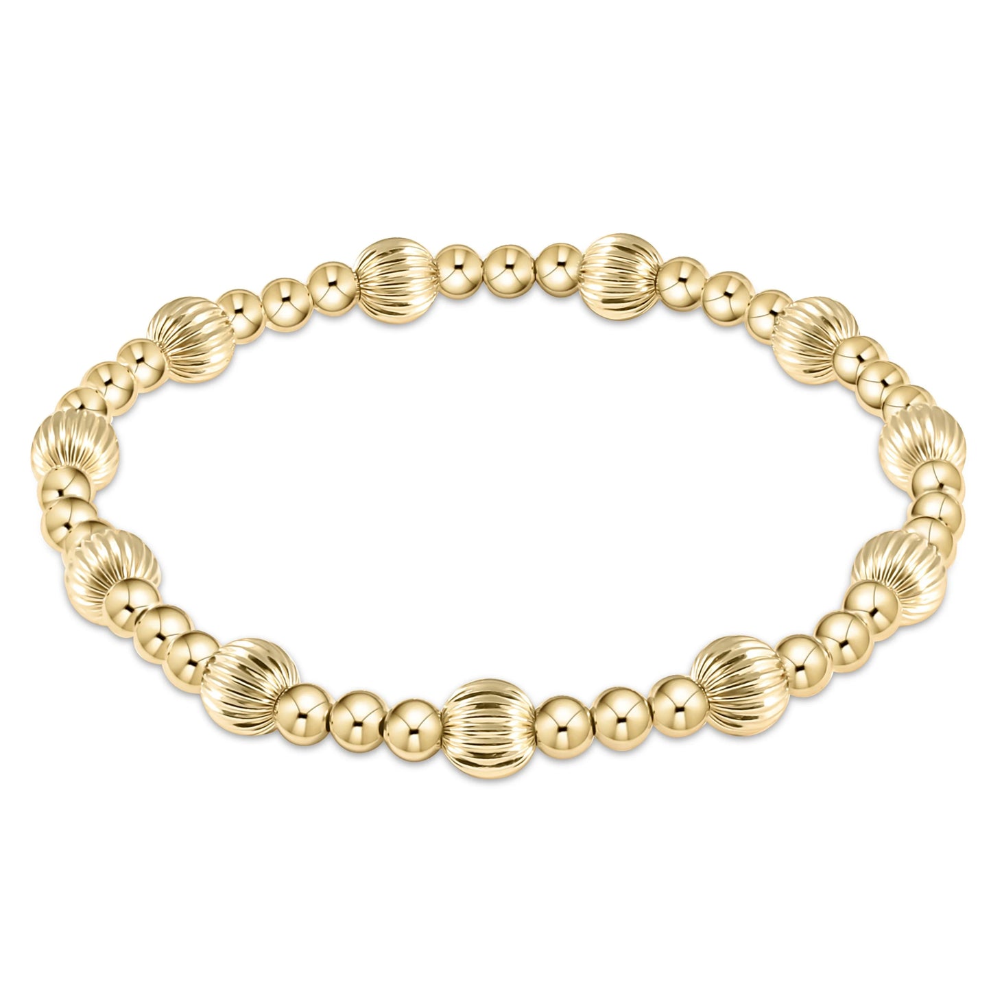Hope Unwritten Dignity Pattern 6mm Bead Bracelet - Gold