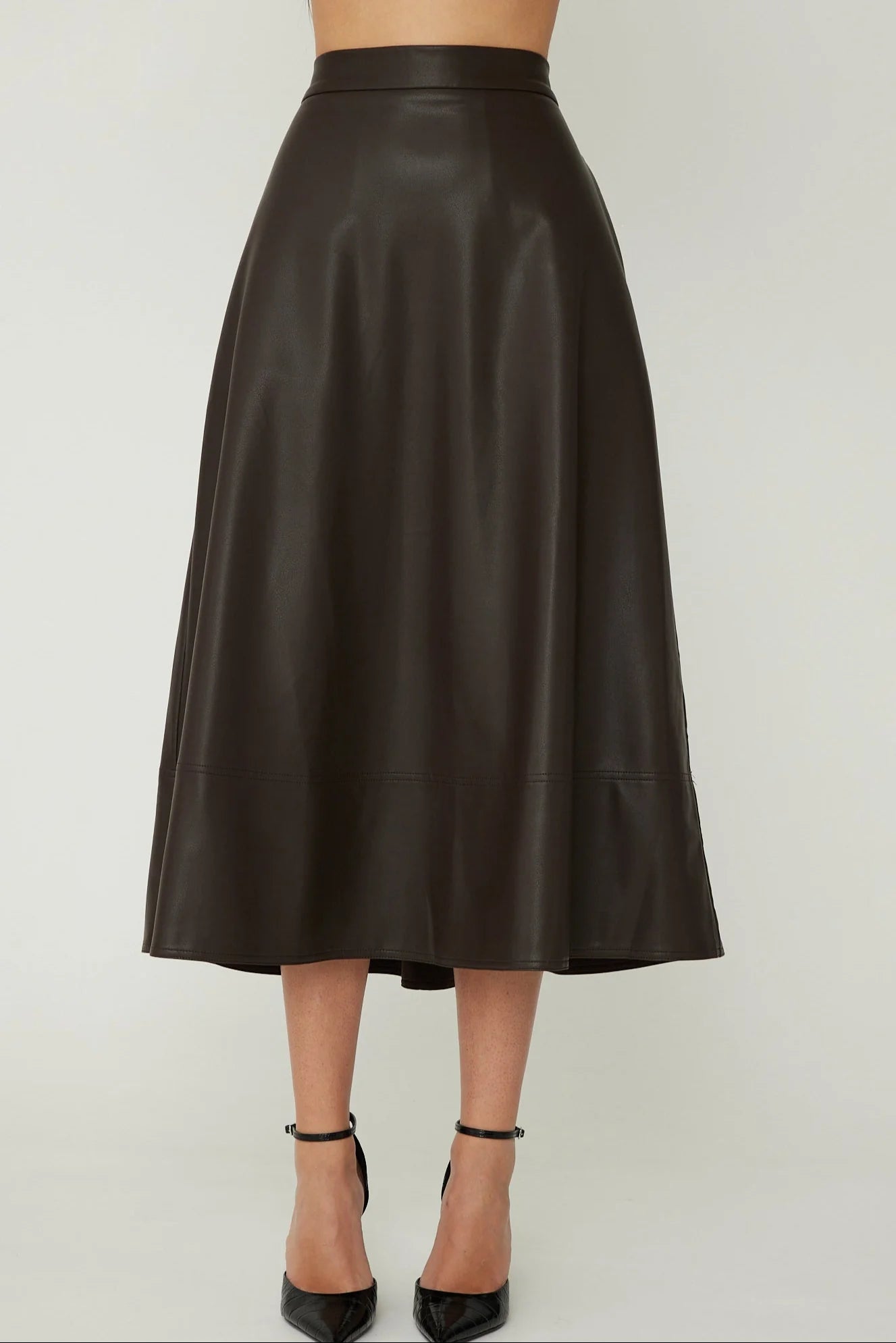 Laurent Faux Leather Skirt