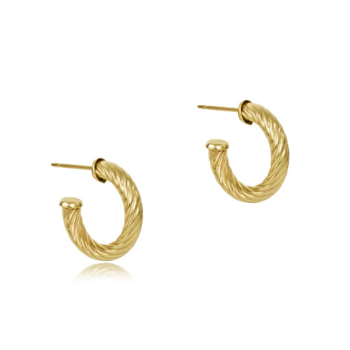Round Gold .5 " Post Hoop 4MM Textured Twist