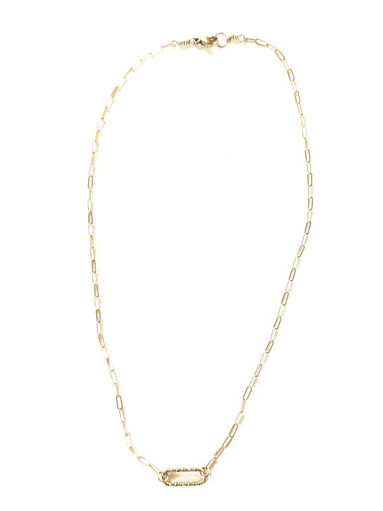 CVNSOGG Gold Shimmer Oval Link Necklace