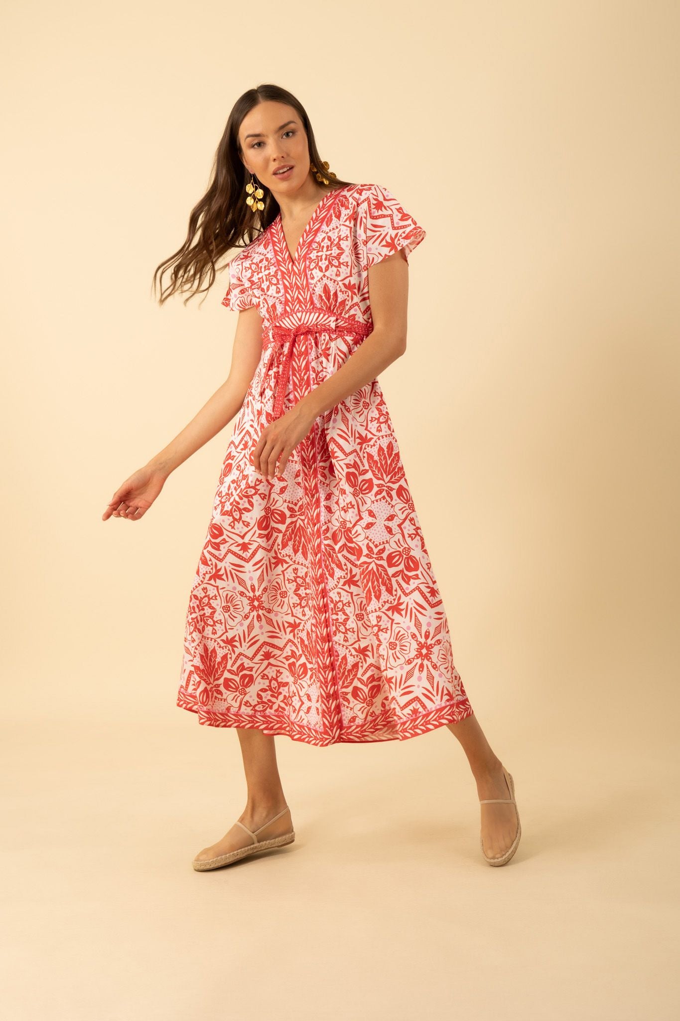 54UP654A S/S V neck Dress