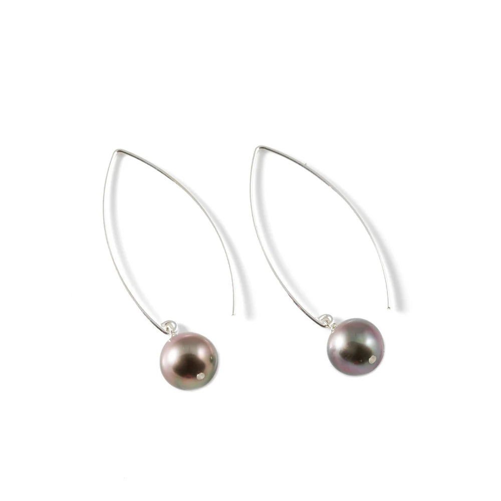 Sterling Silver Tahitian Pearl Threaders