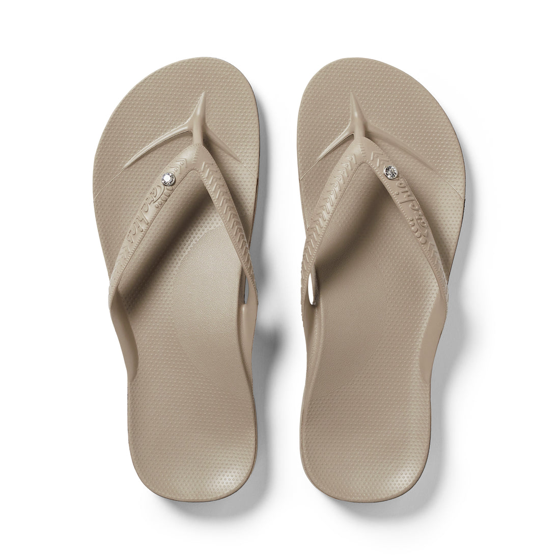 Archies crystal taupe arch support flip flop