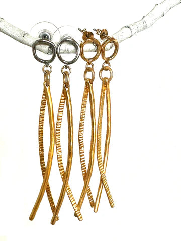 CV2BG Double Curve Bar Drops Earrings