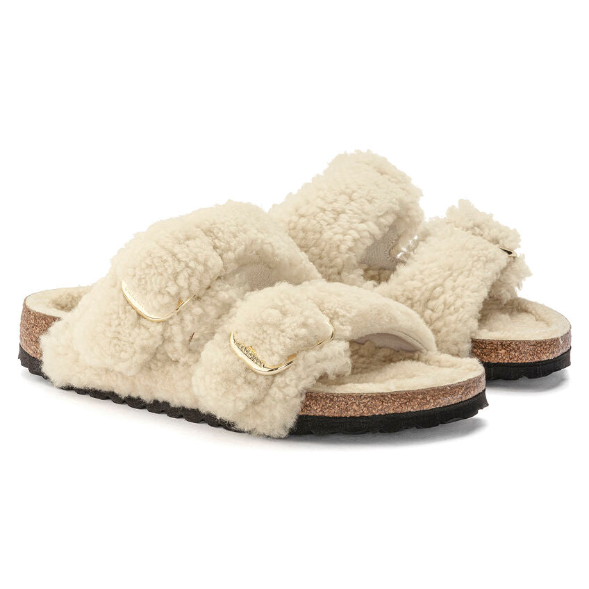 Birkenstock eggshell Arizona big buckle shearling