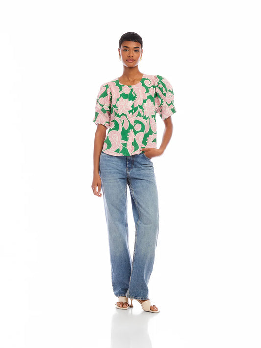 Button Up Puff Blouse