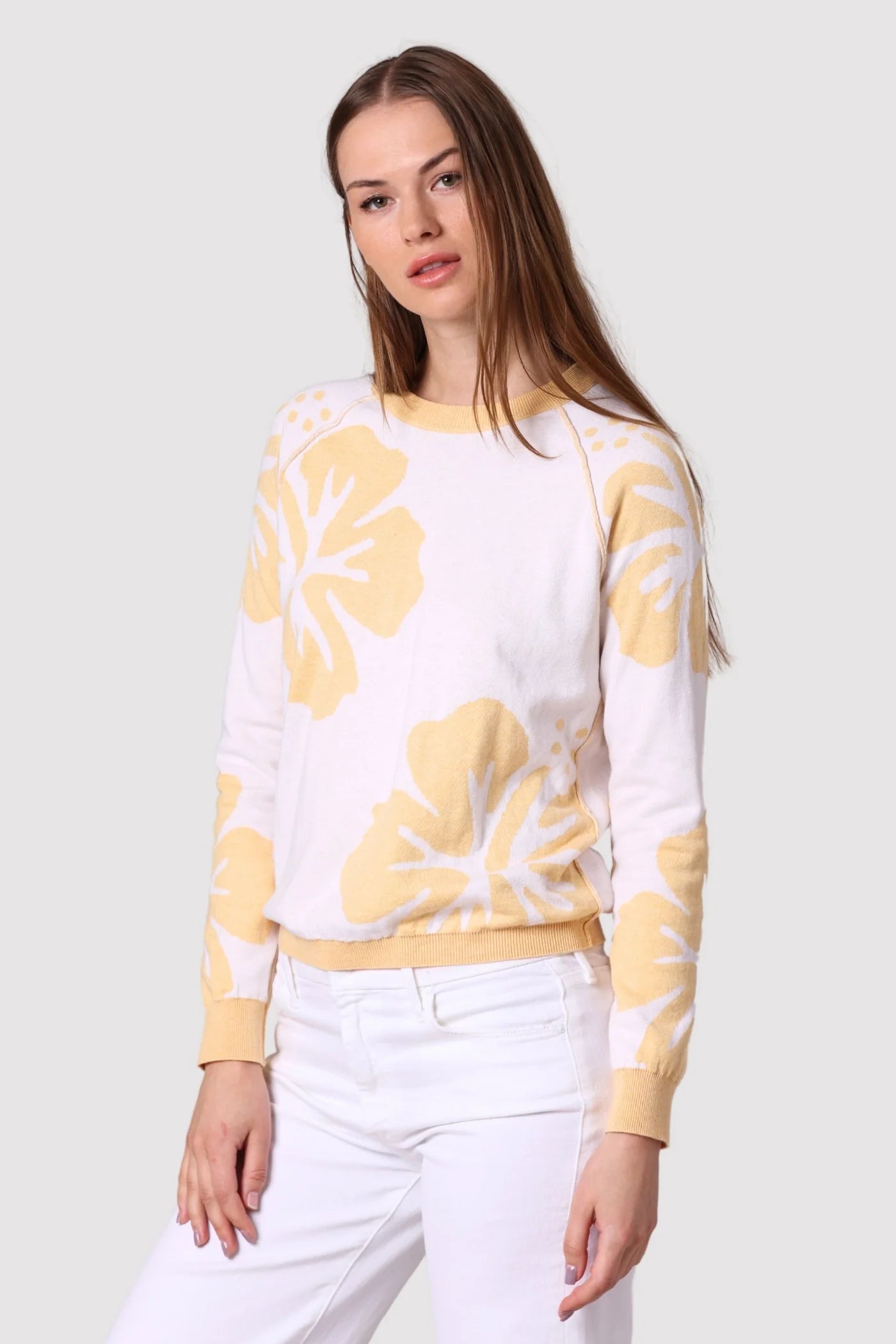 Cotton Cashmere Hibiscus Reversible Crew 9342
