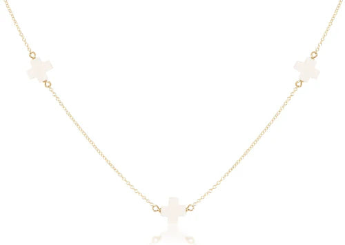 15" Choker Simplicity Gold Off White Cross