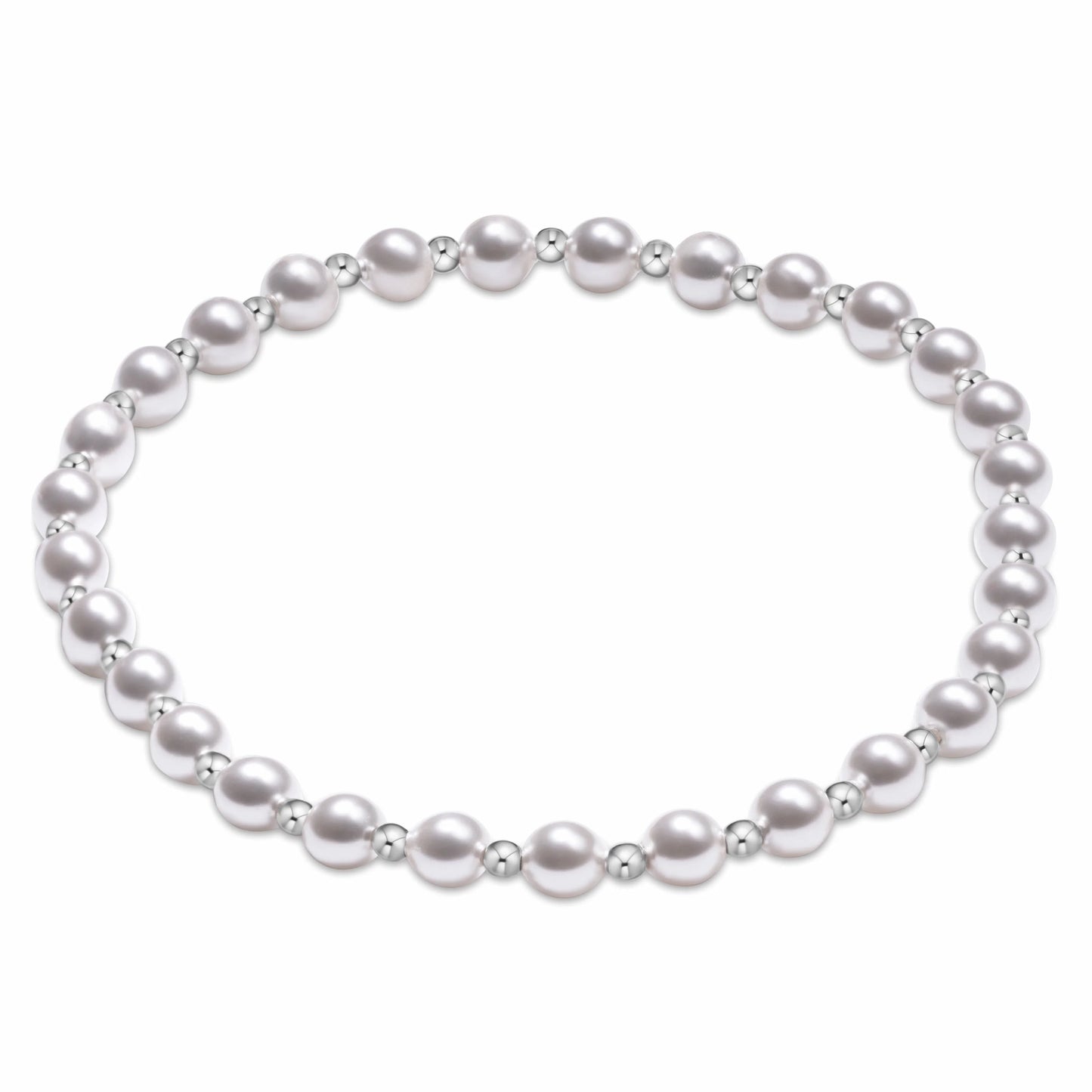 Classic Grateful Pattern Sterling 4mm Bead Bracelet Pearl