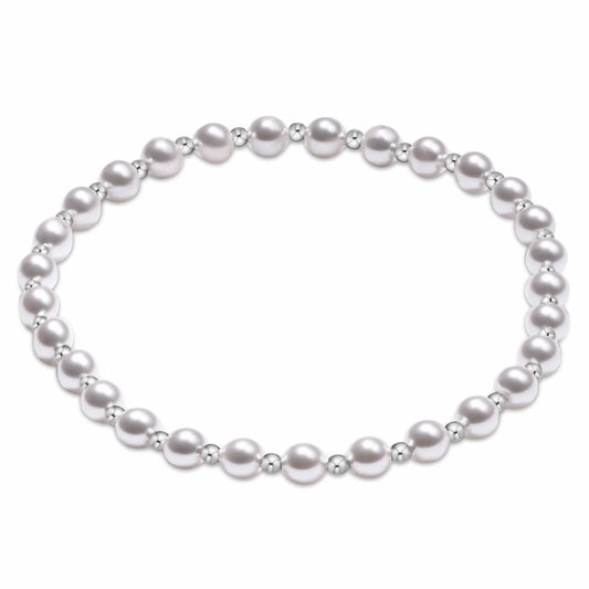 Classic Grateful Pattern Sterling 4mm Bead Bracelet Pearl