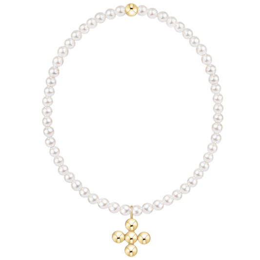 Classic Pearl 3mm Signature Cross 4mm Beaded Charm