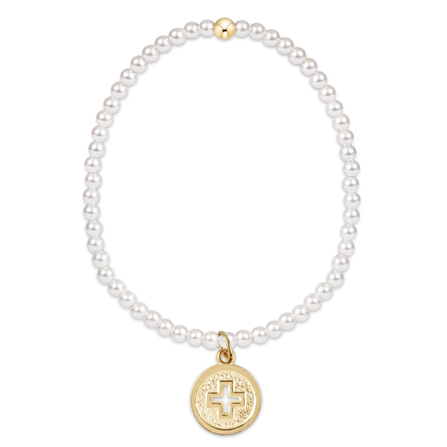 Classic Pearl 3mm Signature Cross Gold Disc