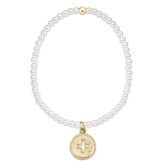 Classic Pearl 3mm Signature Cross Gold Disc