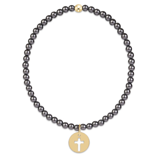 Classic Pearl Dark Grey 3mm - Blessed Gold Disc