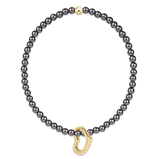 Classic Pearl Dark Grey 3mm - Love Gold Charm