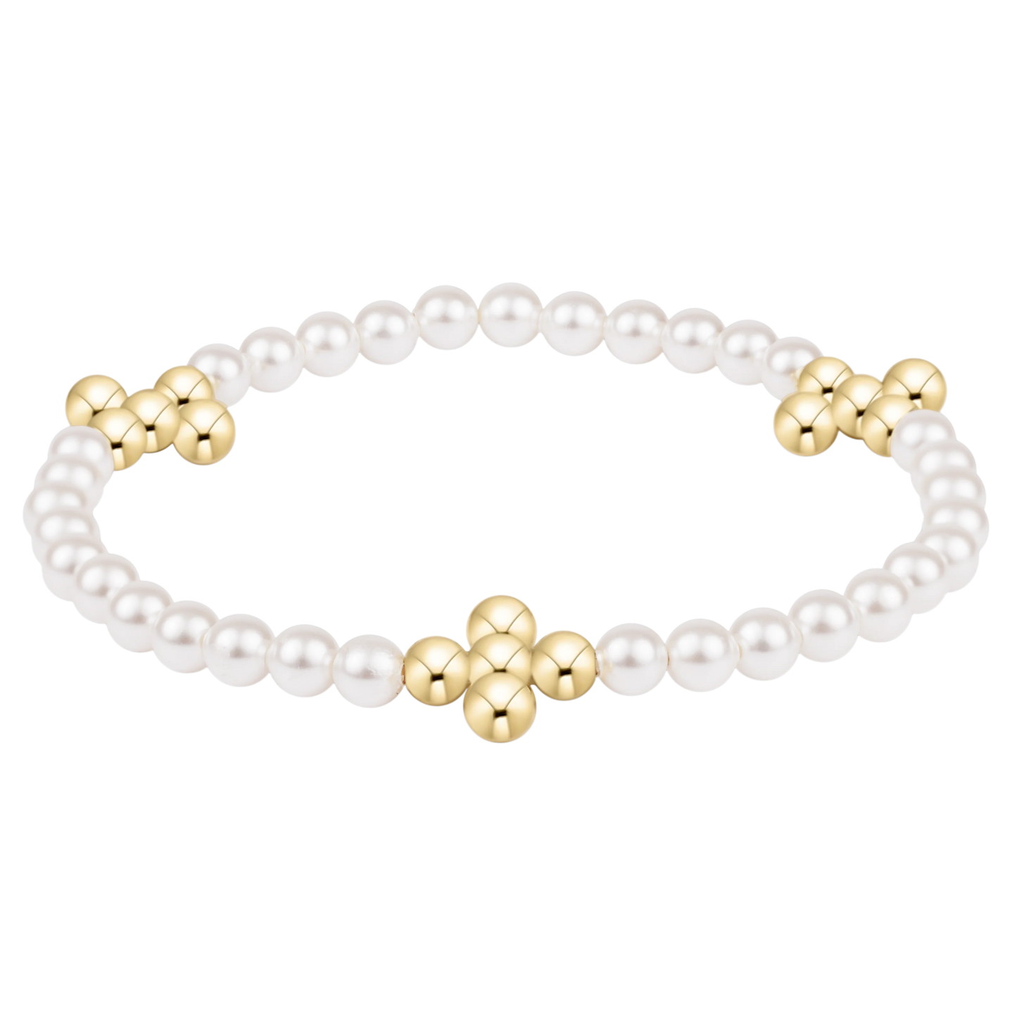 Beaded 4mm Signature Cross 4mm Pearl