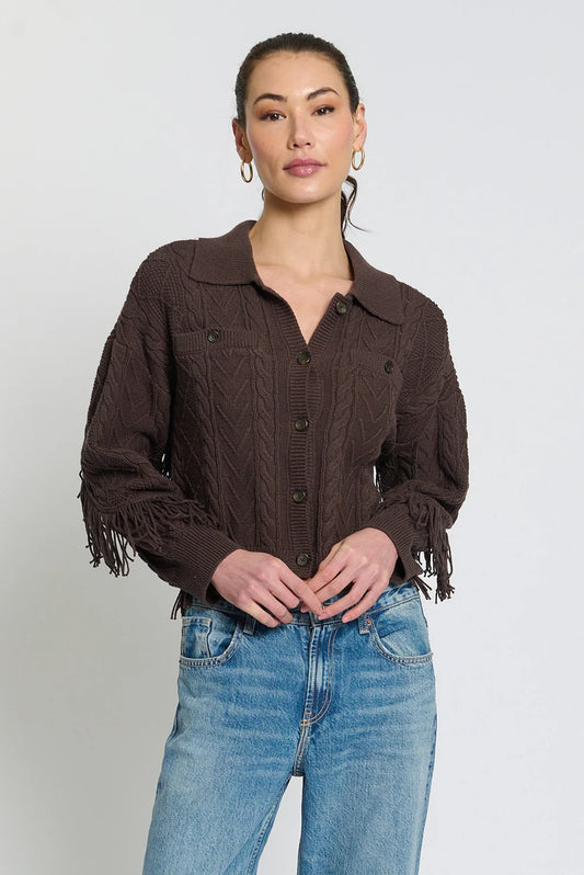 Phoebe Cable Fringe Cardigan