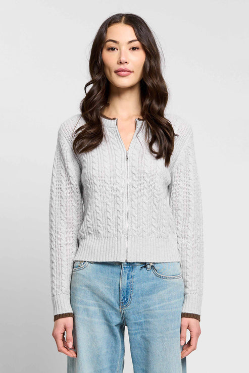 Thea Cashmere Zip Up Cardigan