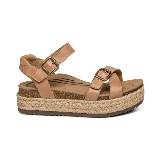 Aetrex camel platform sandal