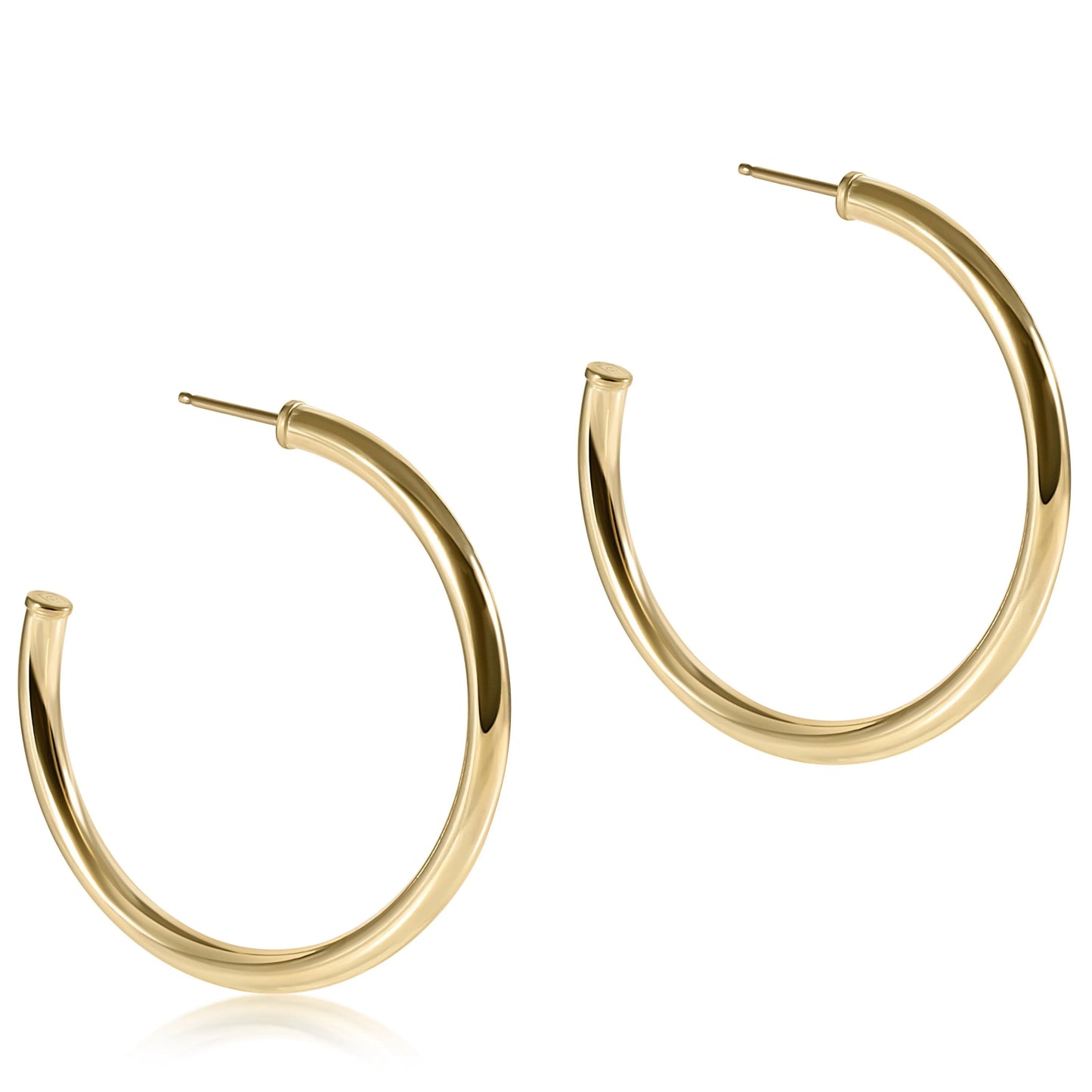 Round Gold  1.5" Post Hoop 3MM Smooth