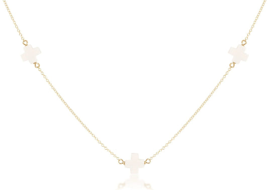 15" Choker Simplicity Signature Cross Off-White