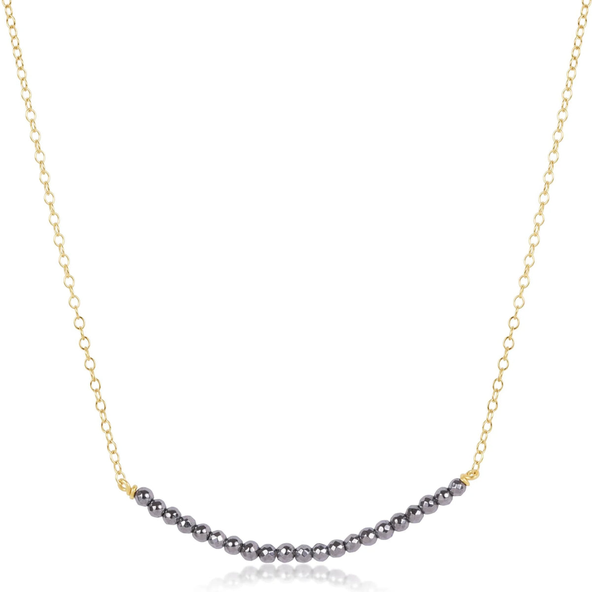 16" Necklace Gold - Beaded Bliss Silver Faceted Hematite