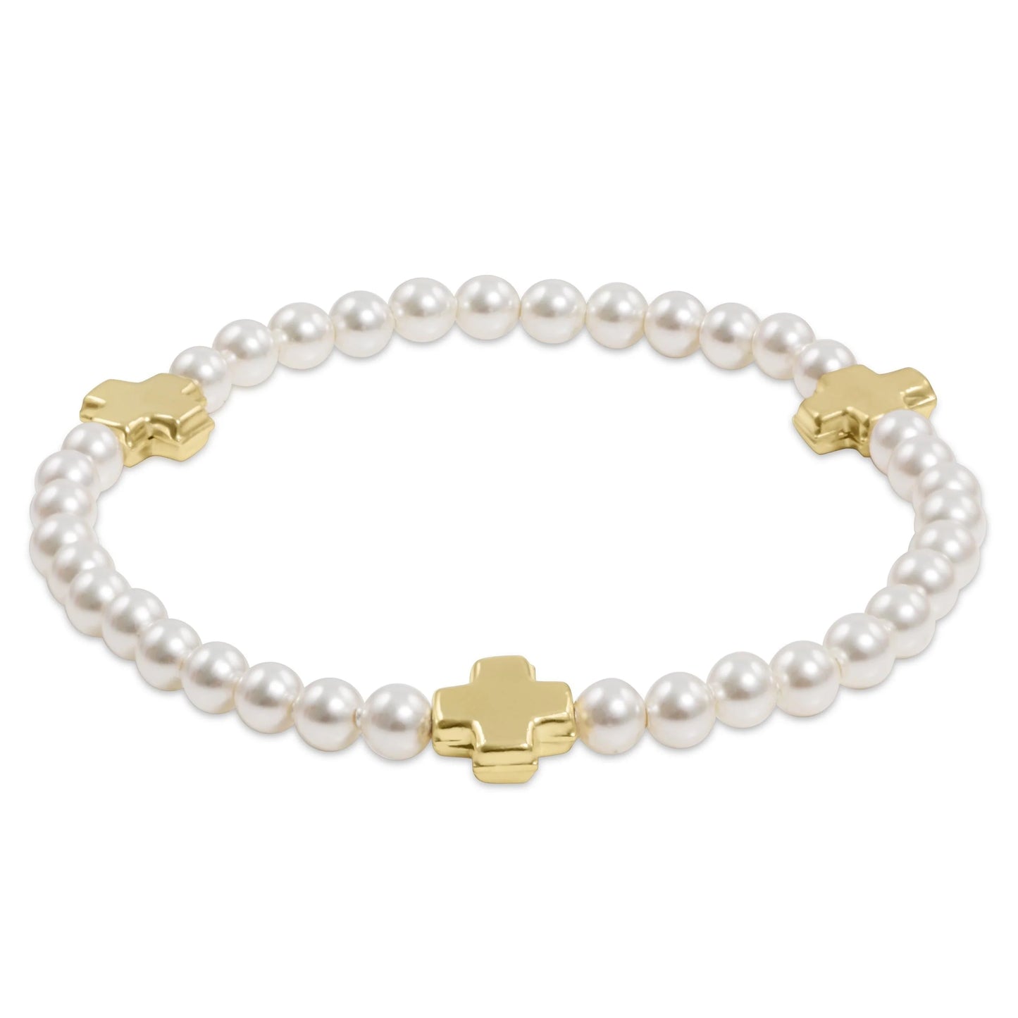 Signature Cross 4mm Pearl Gold