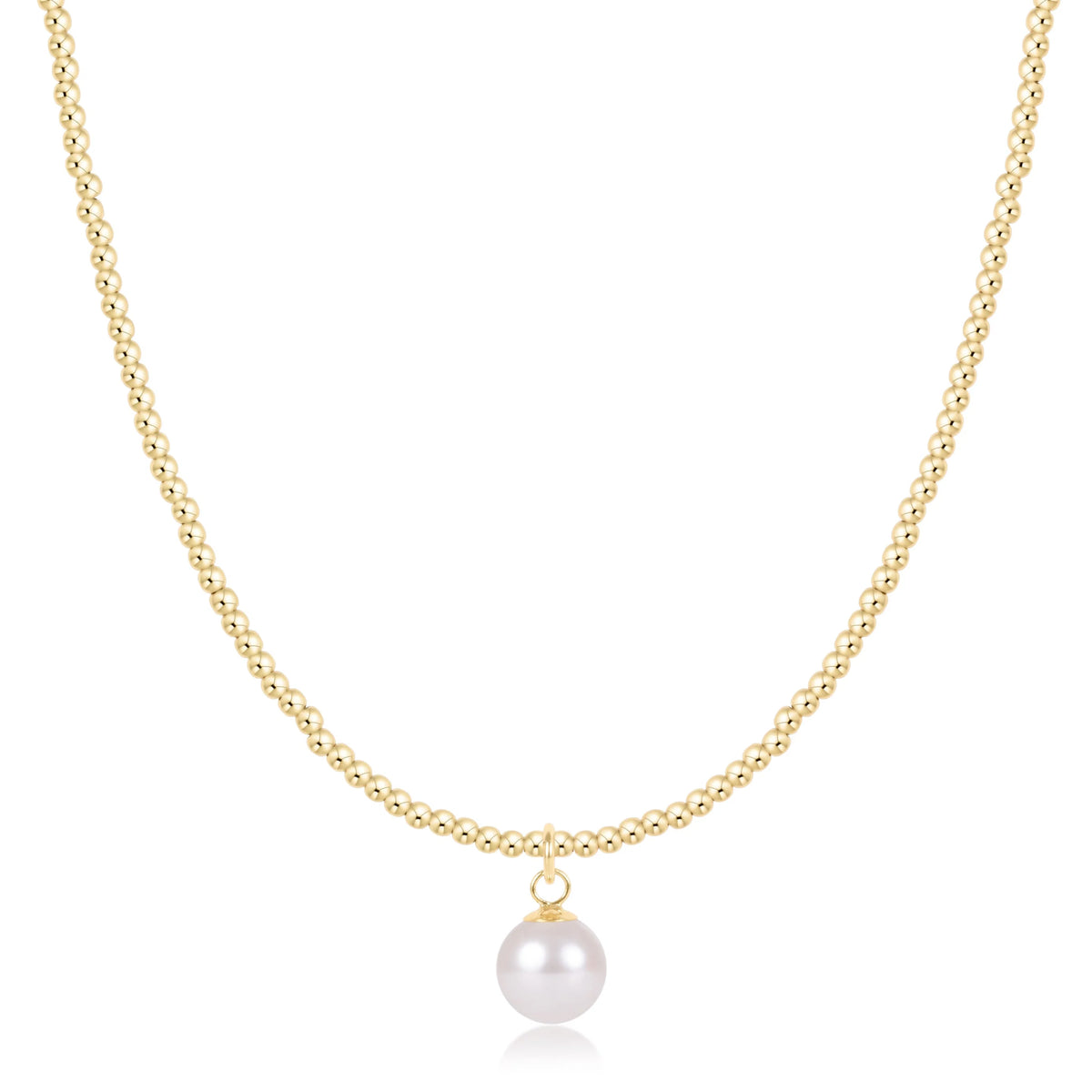 15" Classic Gold 2mm - Pearl 8mm Charm