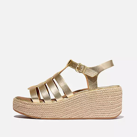 Platform Espadr Leather Fisherman Wedge Sandal