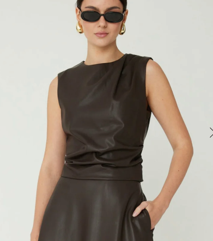 Mina Faux Leather Top