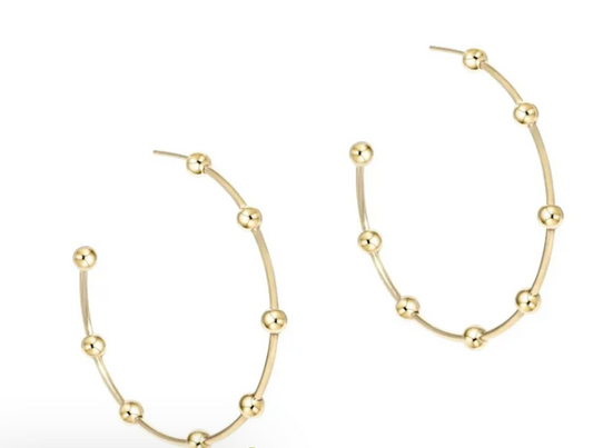 Beaded Simplicity 1.5" Post Hoop 4MM Gold