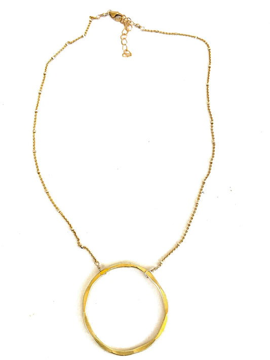 CVNCIRCLEG Hammered Circle Link Necklace