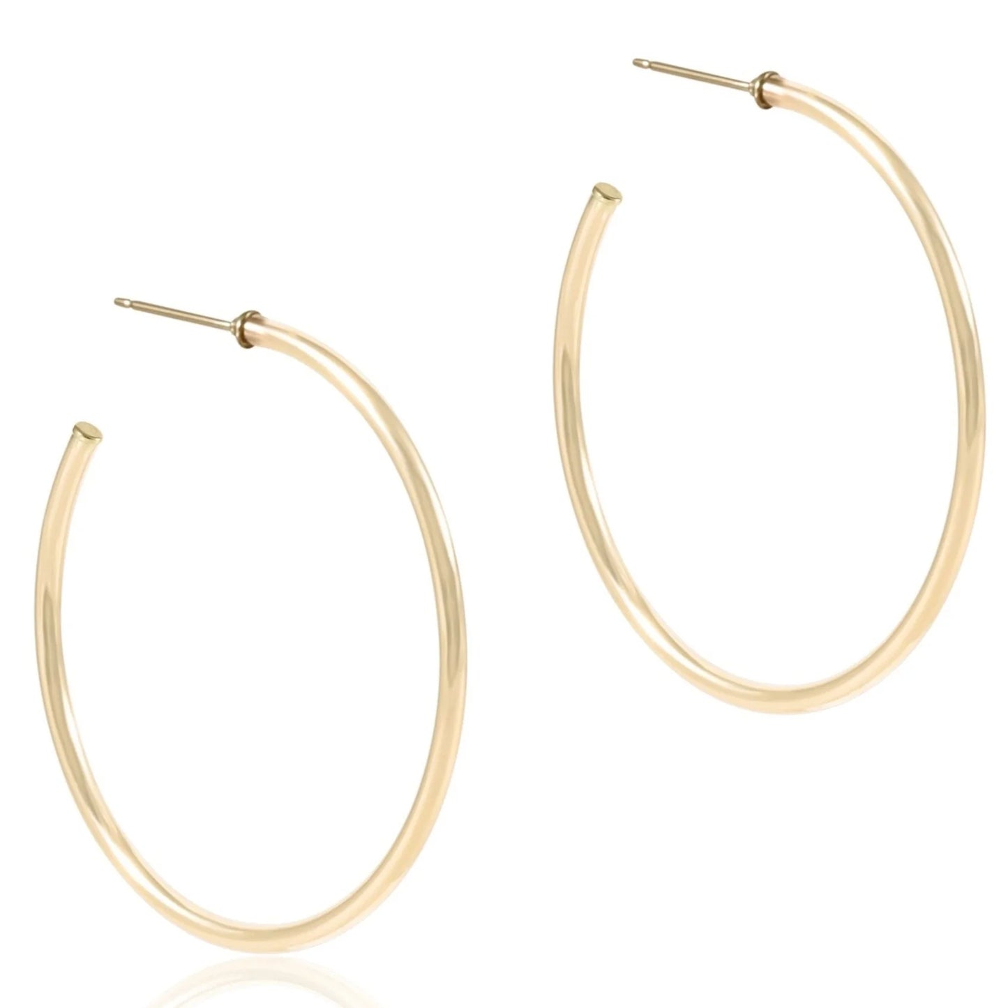 Round Gold  1.75" Post Hoop 2MM Smooth
