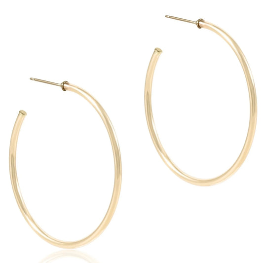 Round Gold  1.75" Post Hoop 2MM Smooth