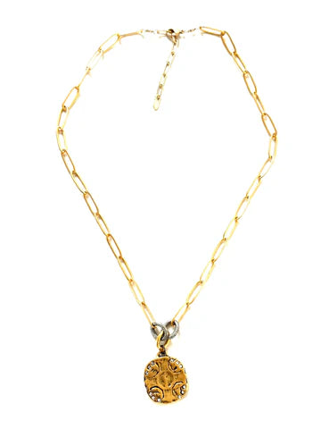 CVNCZCR CZ Cross Coin Necklace