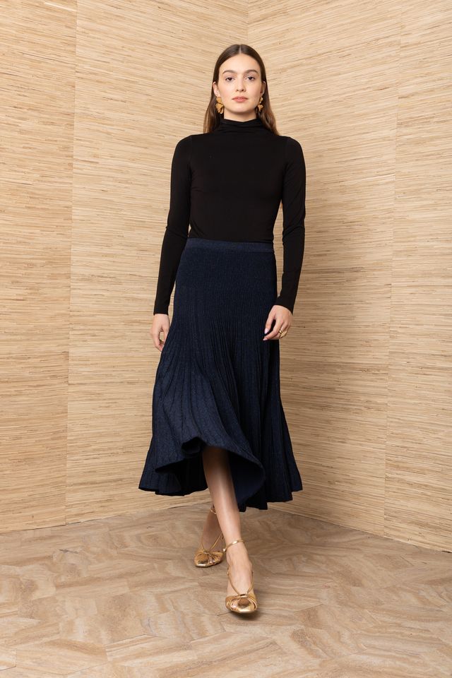 37VN460A  Pleated Midi Skirt