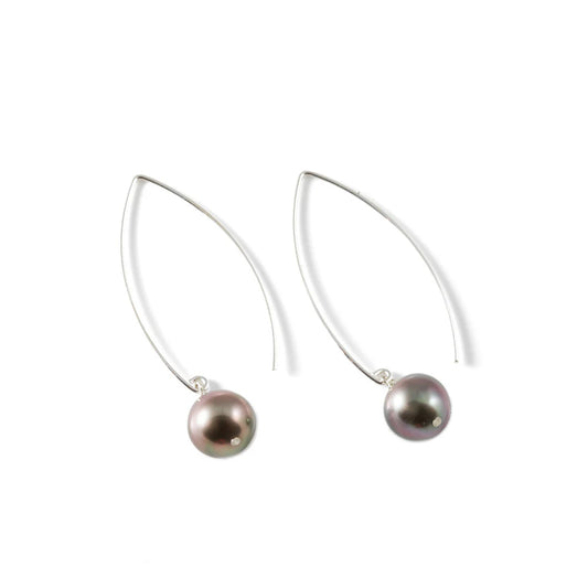 Sterling Silver Tahitian Pearl Threaders