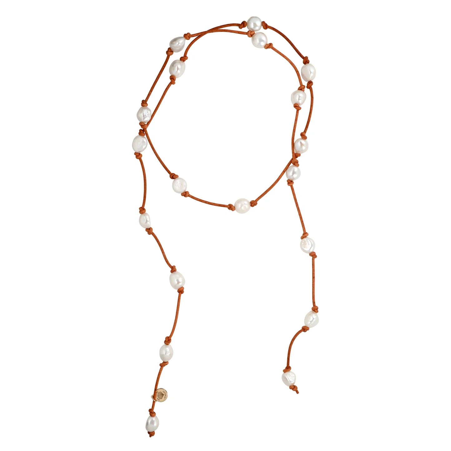 Weekender Lariat With Nugget Pearls Tan