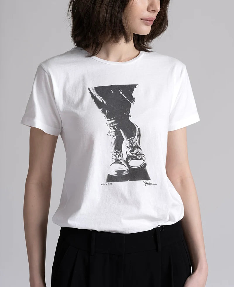 CPress Wastin Time White Graphic Tee