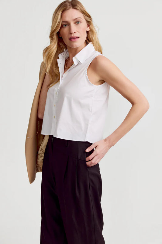Boxy Cropped Sleeveless Shirt